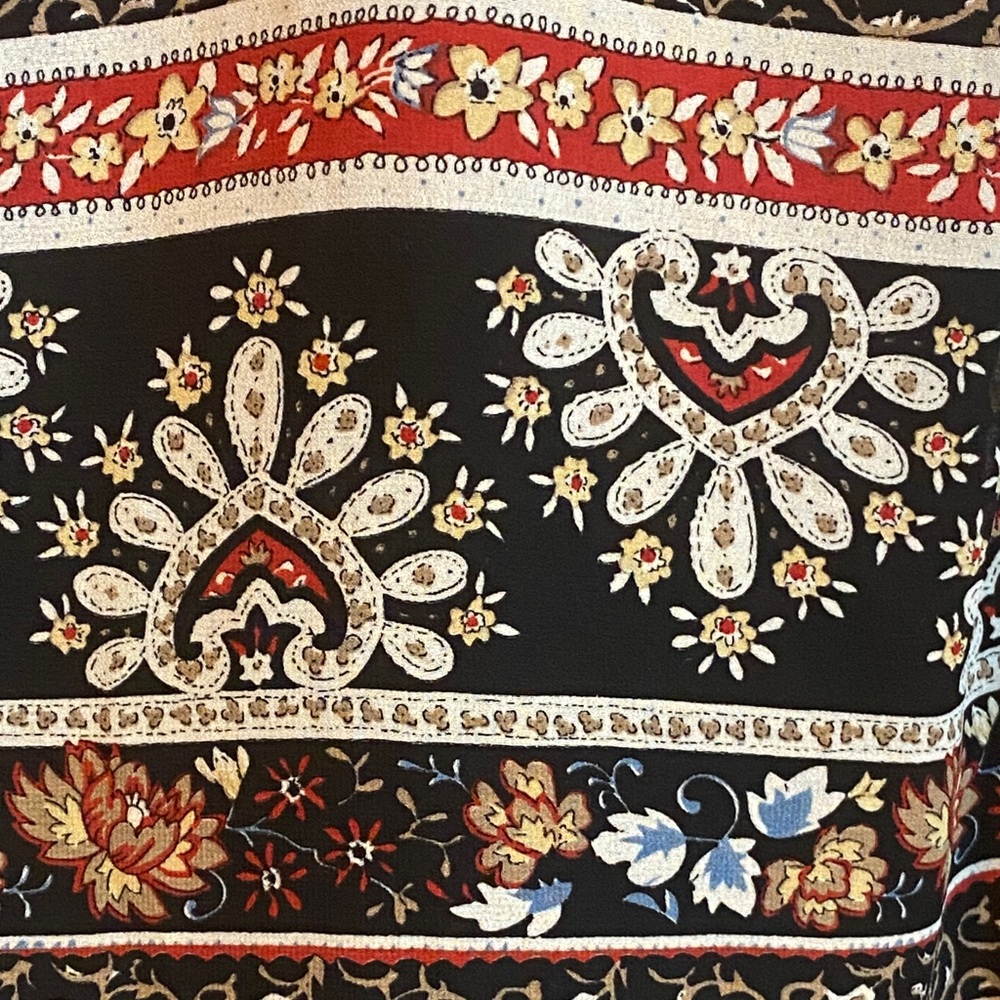 Ya Los Angeles Womens Mini Dress Small Paisley Patterned Vintage Black Blue Red - Picture 5 of 7